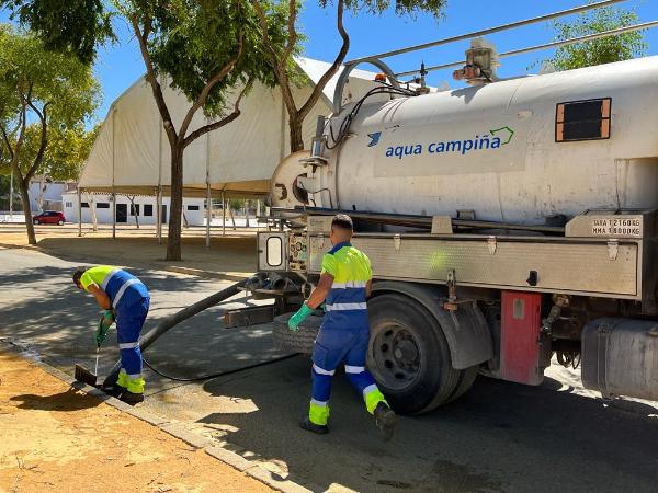 Preparadas las tuberías del recinto ferial para la Feria de Septiembre en Écija